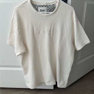 D&F Cream Textured T-Shirt